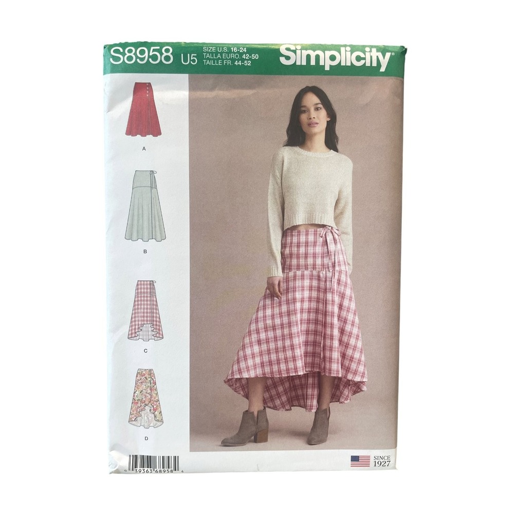 Simplicity S8958 Misses Wrap Skirts US 16-24 Modern High-Low Ruffle